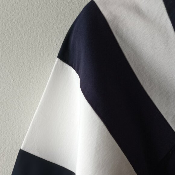 'TALBOTS' Petite NWOT Navy & White hooped Top Size M Cotton blend - Picture 4 of 10
